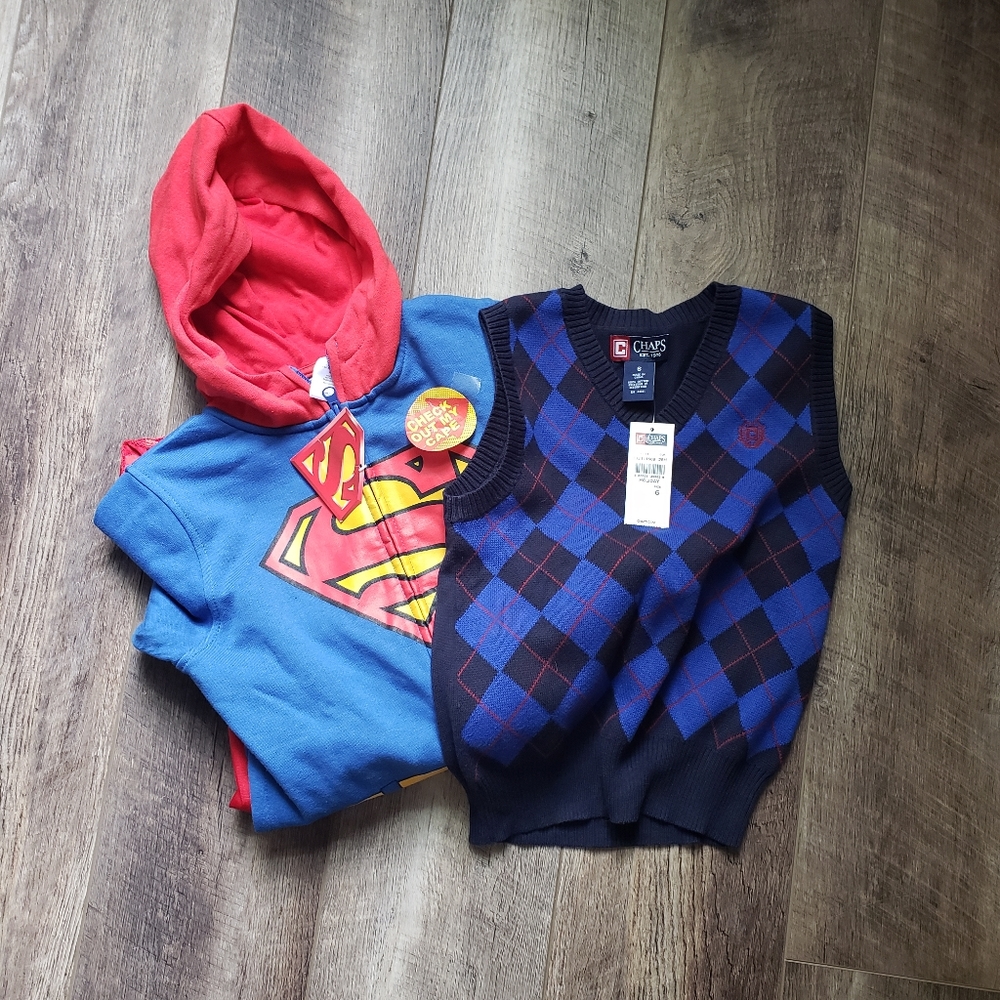Boys size 6 Superman hoodie and vest nwt